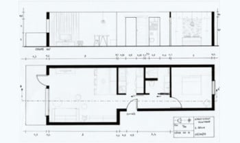 plan et coupe appartement montagne aménagé