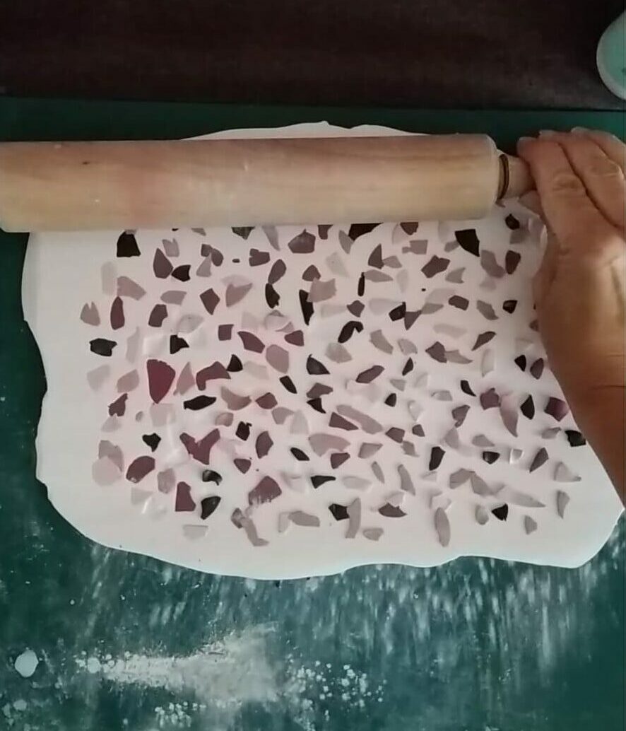 Inclusion pâte Fimo 1 Inclusion pâte Fimo dans vase terrazzo