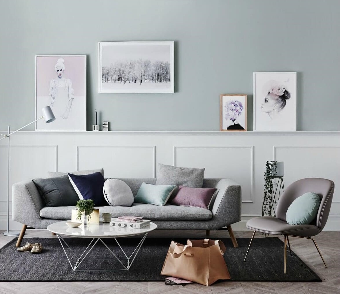 salon scandinave aux formes minimalistes