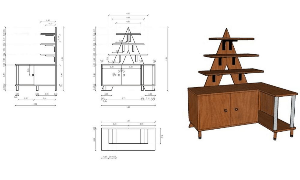 étagère-chevet sur mesure, 3D