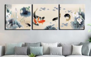 Triptyque carpes koï déco zen feng shui