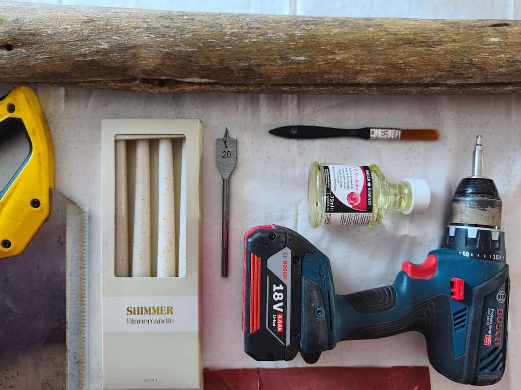 Matériel pour réaliser des bougeoirs en bois