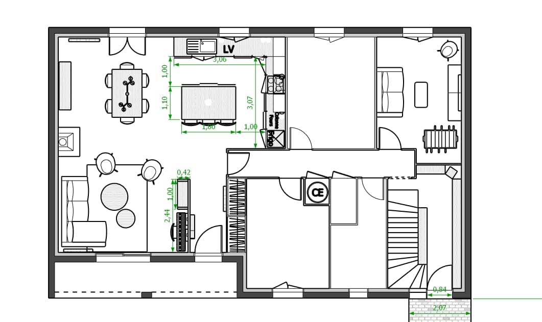 Plan 2D aménagement mobilier